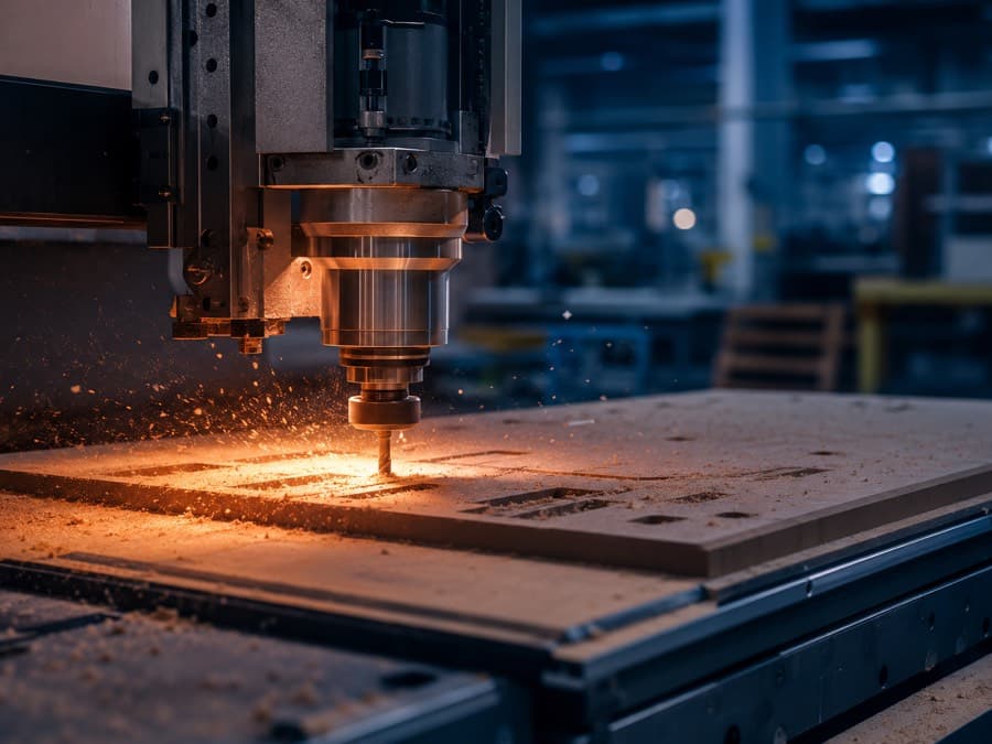 Router CNC em operação na fábrica WCA